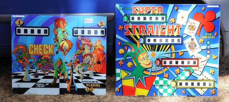 Check and Super Straight pinball backglasses